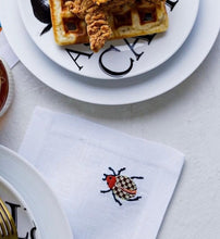 Load image into Gallery viewer, Embroidered Lucky Escarabajo Linen Cocktail Napkins - Set of 6