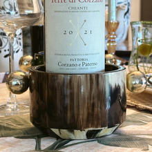 Load image into Gallery viewer, Horn Veneer Wine Bottle Holder with Silver Handles
